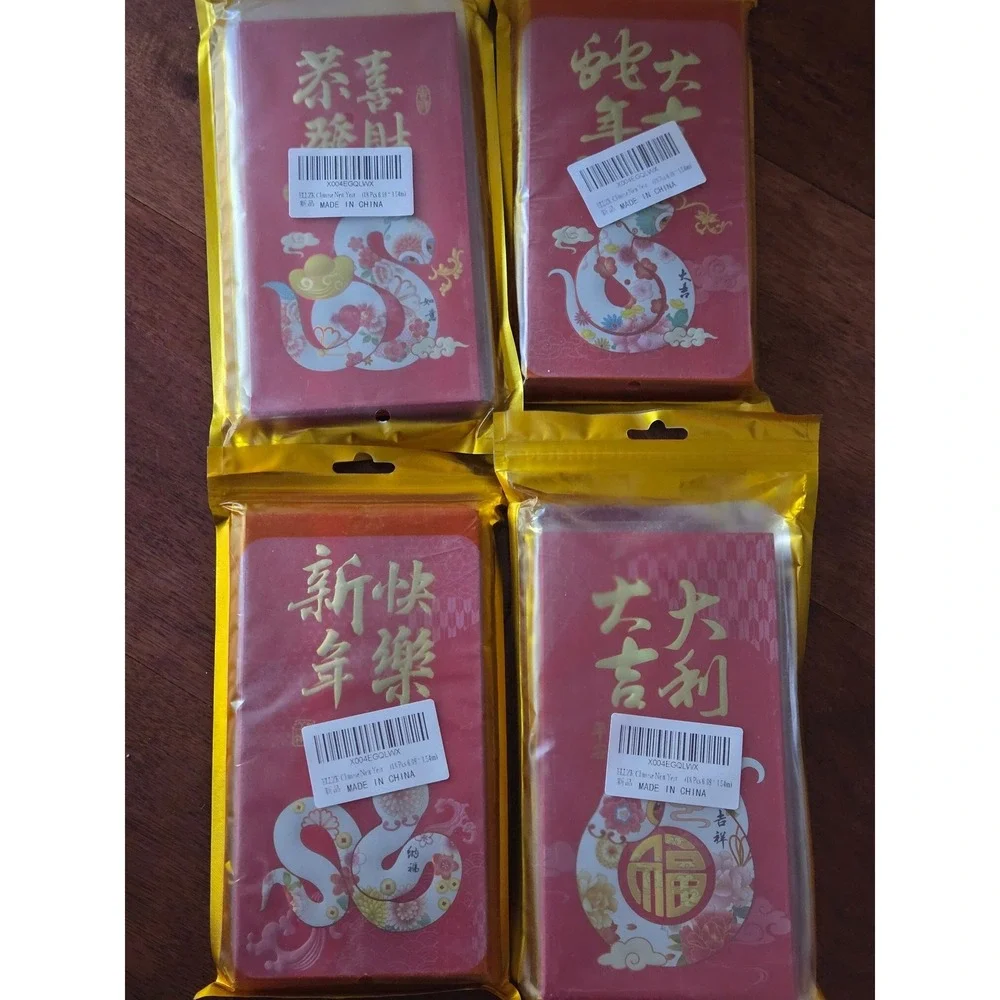 Chinese New Year Red Envelopes Year of the Snake Hong Bao 4‎ Packs, 72 pieces
